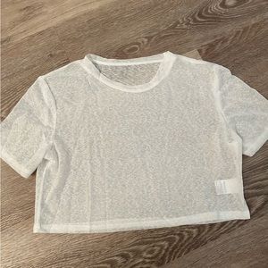 Shein pretty white sheer crop top